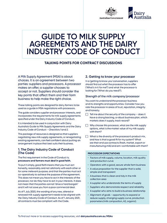 Guide to milk supply agreements and industry CoC   talking points thumbnail