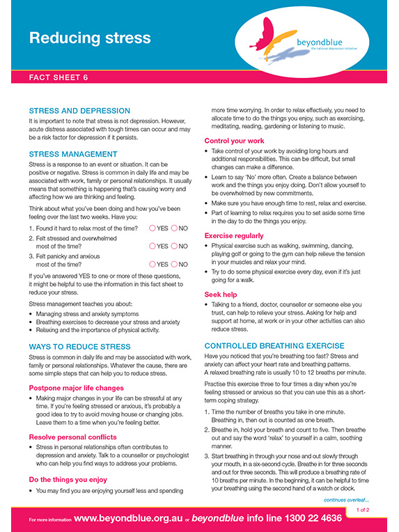 Reducing stress factsheet thumbnail