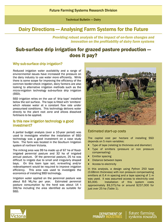 sub surface drip irrigation grazed pasture production 2010 thumbnail