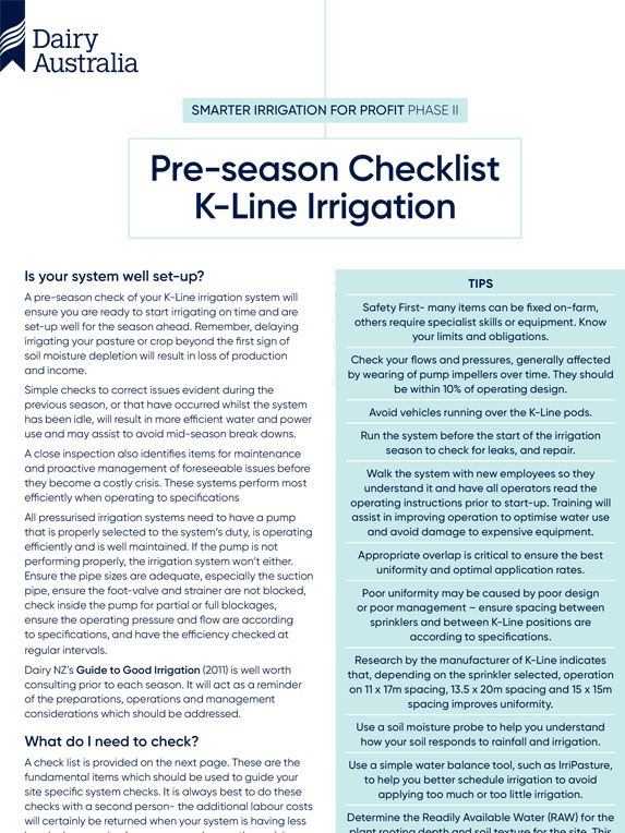 Pre-season Checklist K-Line Irrigation