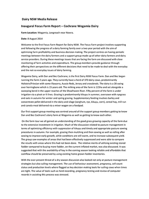 Cochrane Focus Farm Media Release August 2014 thumbnail