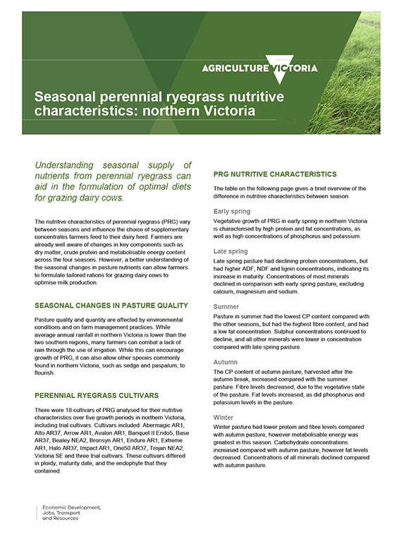 seasonal nutritive characteristics of perennial ryegrass nothern vic factsheet thumbnail