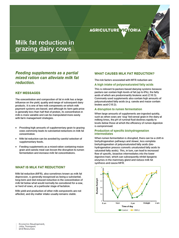 Milk fat reduction in grazing cows factsheet thumbnail