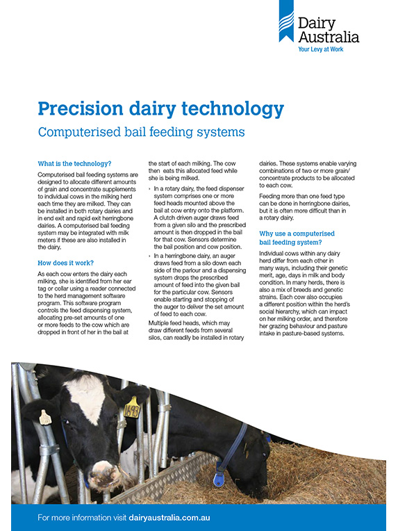 Precision dairy technology computerised bail feeding systems factsheet thumbnail