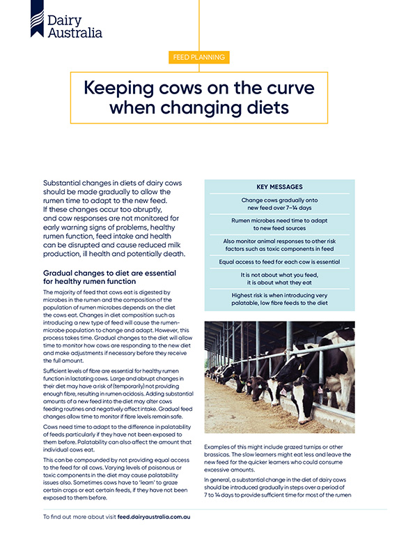 Keeping cows on the curve when changing diets thumbnail