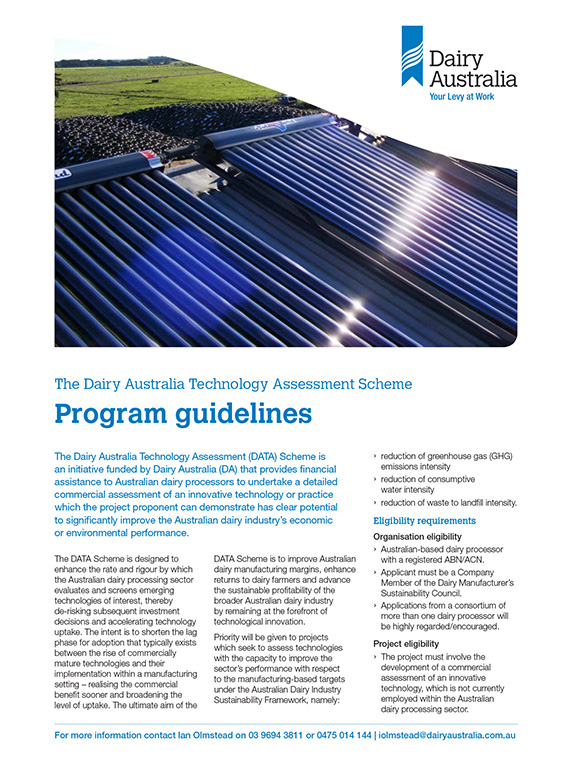 The Dairy Australia Technology Assessment Scheme Program guidelines thumbnail