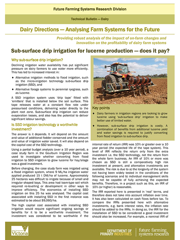 sub surface drip irrigation lucern production 2010 thumbnail