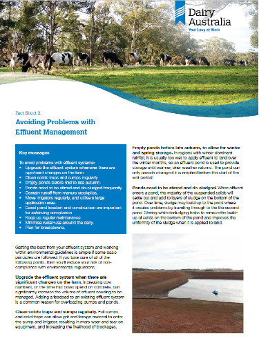 Factsheet 2  Avoiding Problems with Effluent Management thumbnail